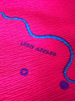 Abito lungo con spacco centrale fucsia fantasia astratta “Azzaro Paris”