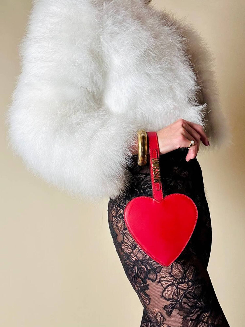 Mini bag a forma di cuore in pelle rossa “Moschino”