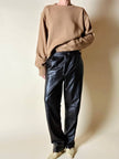 Pantalone vintage in pelle testa di moro
