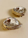 Clip oro con maxi cristalli a forma di cuore “Yves Saint Laurent”
