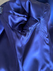 Vintage-Jacke von Yves Saint Laurent aus kobaltblauem Satin mit mehrfarbigen Schmuckknöpfen