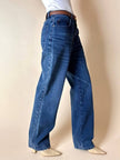 Jeans Yves Saint Laurent Vintage Boy-Friend in Denim Blu Scuro Slavato
