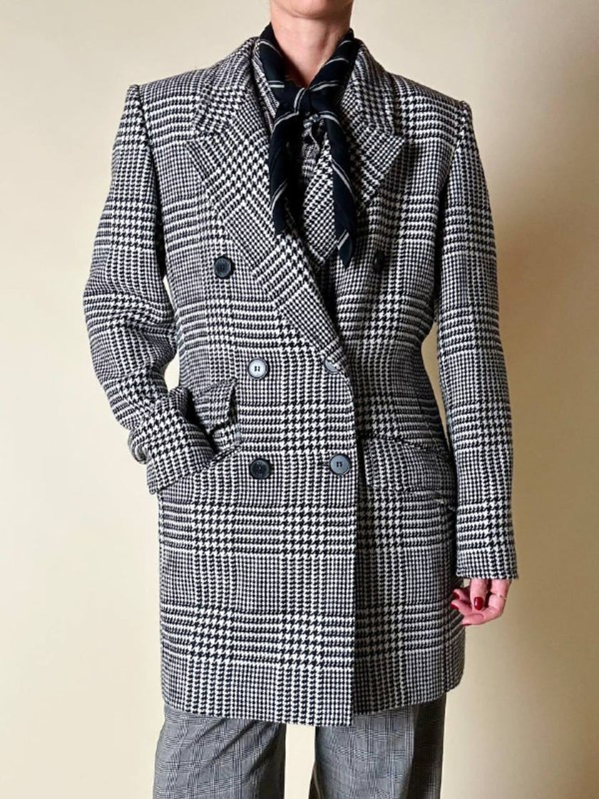 Blazer doppiopetto in lana principe di Galles “Yves Saint Laurent”
