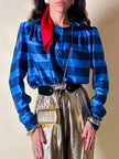 Camicia a righe in raso di seta blu Cina “Valentino Garavani”