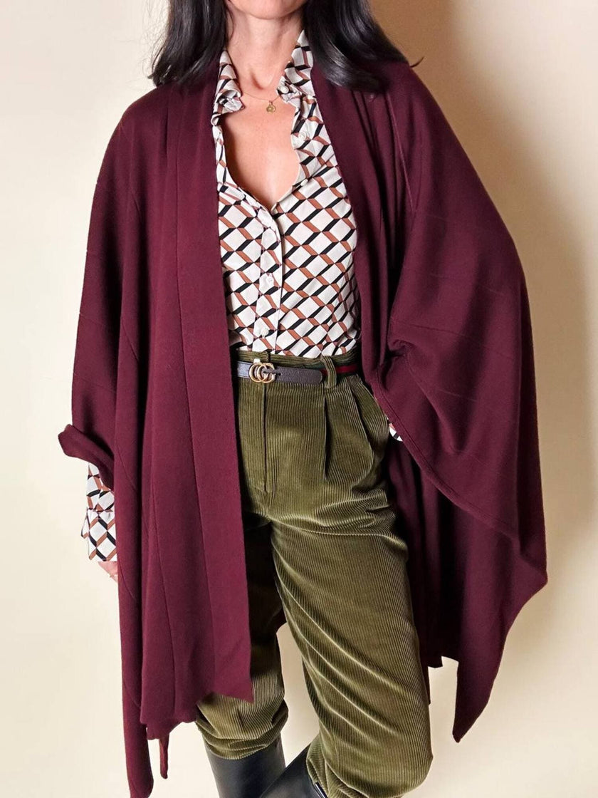 Mantella in maglia bordeaux a punto stoffa Pierre Cardin