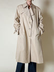Trench in gabardine color cammello con fodera check “Mandria”
