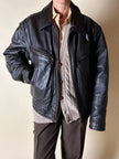 Bomber aviator in pelle testa di moro con fodera gialla matelassé