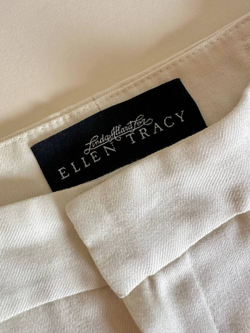 Pantalon vintage en laine et cachemire crème Ellen Tracy