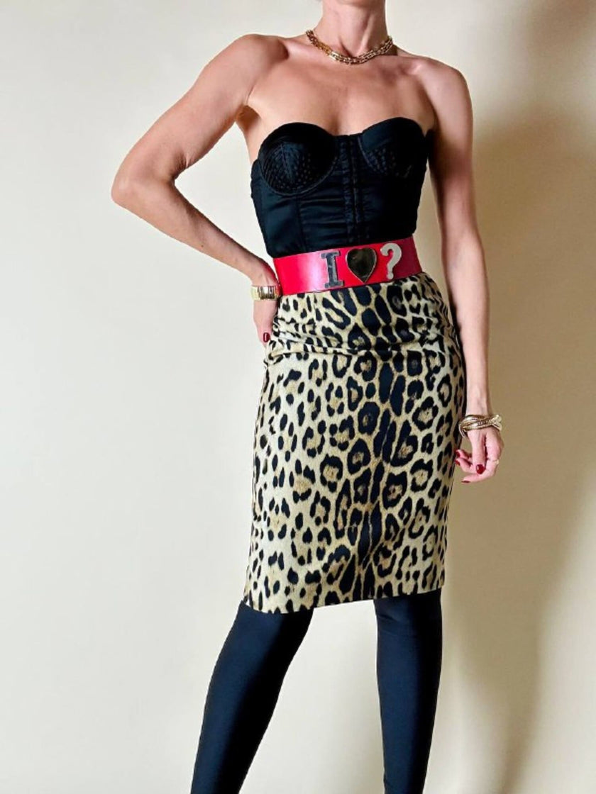 Cintura in pelle rossa I love ? “Moschino Jeans”