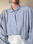 Camicia in seta Jacquard gray con logo YSL allover