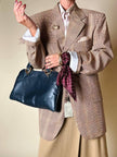 Borsa a mano in pelle blu notte