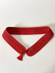 Cintura vintage rossa realizzata con intreccio di passamanerie e nappa couture