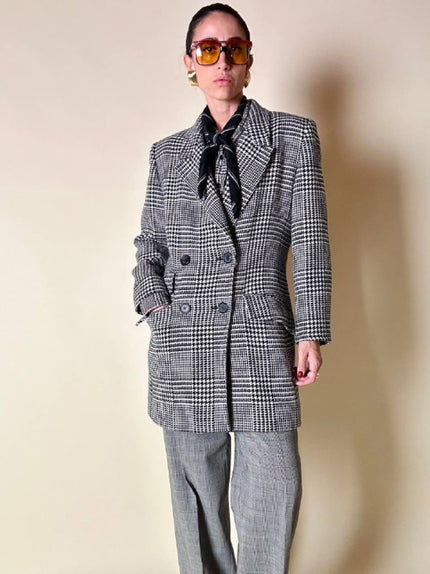 Blazer doppiopetto in lana principe di Galles “Yves Saint Laurent”