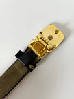 Cintura vintage Yves Saint Laurent in camoscio nero con fibbia logata