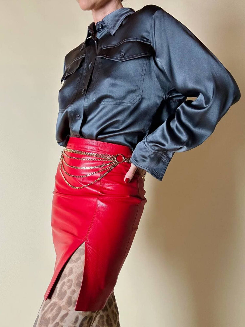 Minigonna in pelle rossa “Alta Moda Firenze”