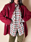 Camicia Yves Saint Laurent in cotone a quadri nei toni del bianco verde oliva e rosso mattone
