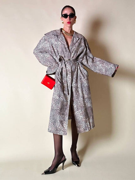 Trench oversize fantasia micro leopardo 
