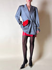Blazer doppiopetto in rasato di lana grigio “Yves Saint Laurent”