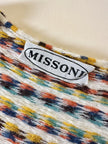 Vintage Missoni-Weste aus strukturierter Wolle in Cremeweiß mit buntem Muster
