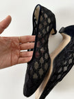 Ballerine vintage Walter Steiger in rete nera ricamata