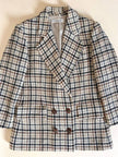 Guy Laroche Sportswear glen check wool double-breasted blazer with leather and metal buttons