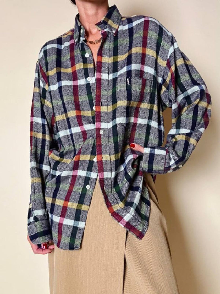 Camicia in caldo cotone fantasia tartan “Yves Saint Laurent”