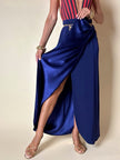 Gonna Yves Saint Laurent modello lungo a portafoglio blu oltremare