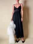 Slip dress nero in pizzo con coppe a balconcino “La Perla”