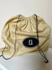 Borsa vintage Fendi in pelle verniciata nera con cuciture concentriche