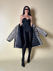 Giaccone vintage Fendissime in ecopelle bianca fantasia leopardo floccata nera