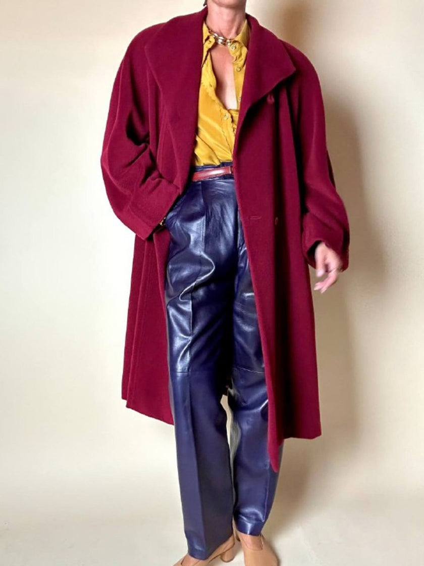 Cappotto Doppiopetto Vintage Arpa in Lana Borgogna – Lanificio G.B. Conte