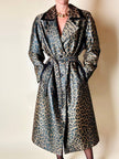 Trench leopardato MikLanD con cintura in coordinato e riporti in pelle nera