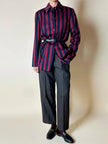 Blazer a righe verticali bordeaux e blu notte con bottoni in metallo laccato Daniel Hechter
