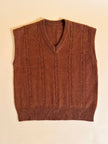 Gilet in lana color tabacco con motivo a trecce