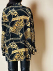Camicia in seta opaca nera fantasia barocca