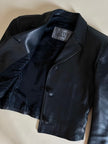 Blazer cropped Gianni Versace vintage in pelle nera con bottoni medusa