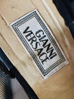 Slingback con plateau in raso di seta e rete ricamata “Gianni Versace”