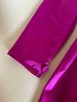 Wrap dress in raso ciclamino con cintura in coordinato “Sartoria Oriana Neri”
