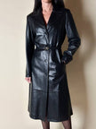 Cappotto/Robe Manteau vintage in pelle nera con spacco posteriore The Bomb