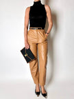 Vintage high-waisted tan leather trousers by Modissa