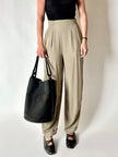 Vintage high-waisted Emporio Armani trousers in khaki Fil-à-Fil fabric