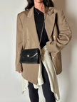 Blazer vintage Yves Saint Laurent in lana cachi doppiopetto con bottoni logati oro