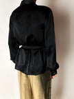 Cintura vintage Nina Ricci Paris in passamaneria elastica nera con fibbia gioiello e nappa couture