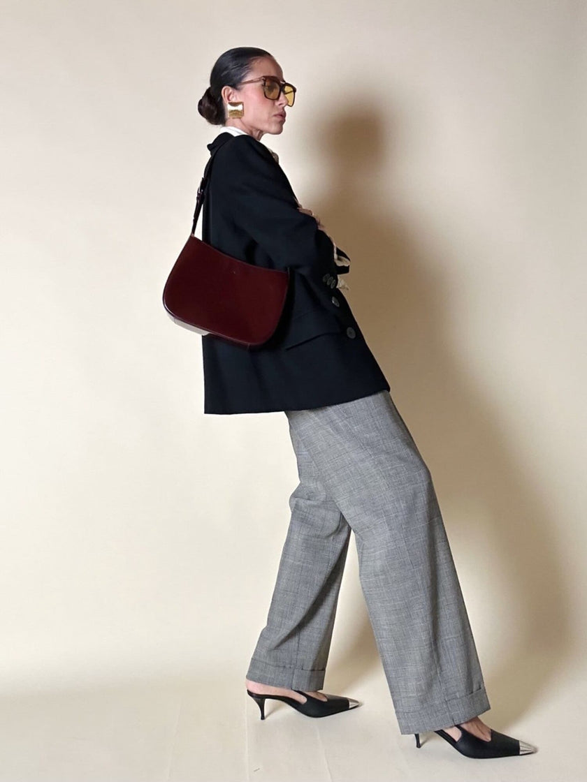 Borsa hobo Furla in pelle verniciata bordeaux