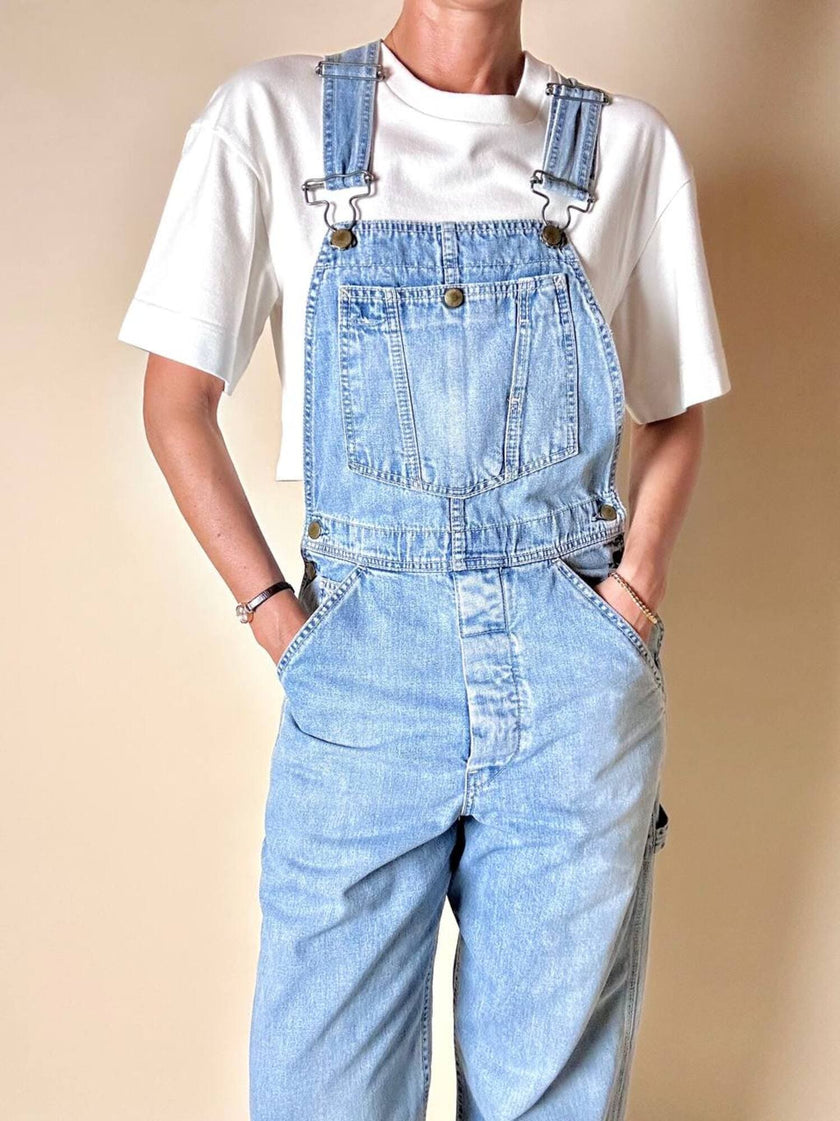 Salopette vintage Levi Strauss orange tab in denim chiaro slavato