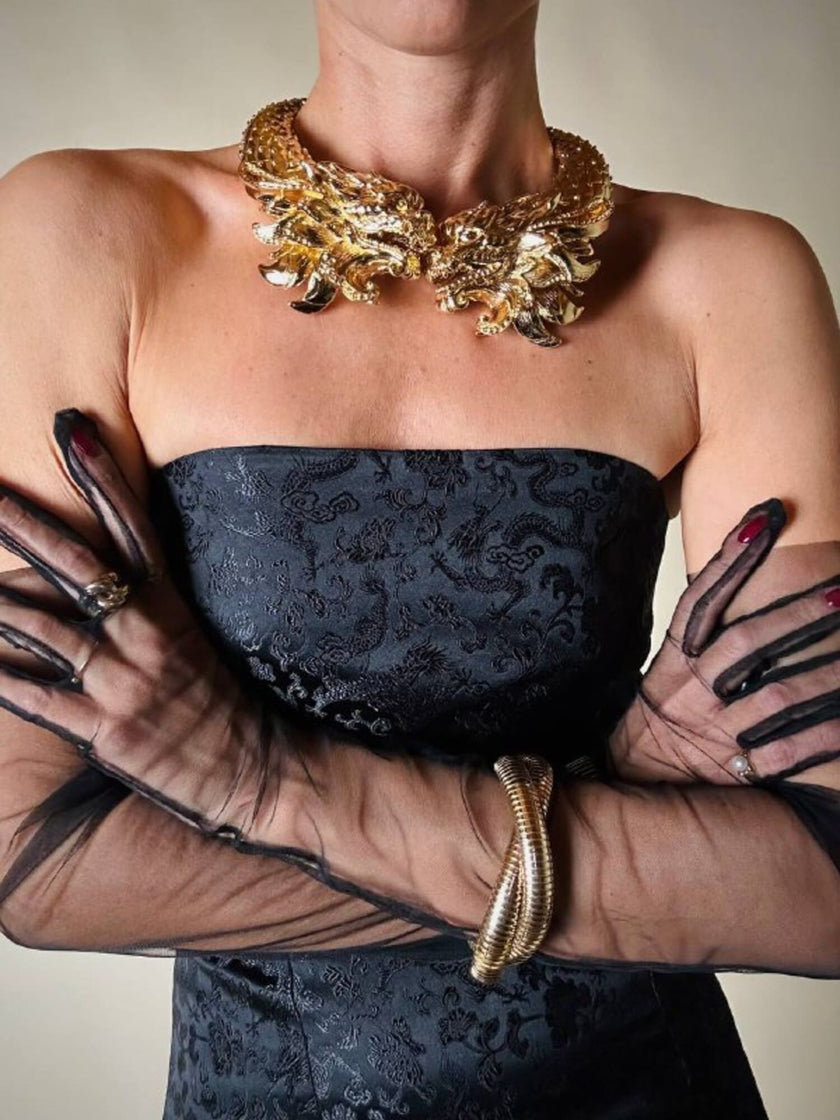 Maxi collier dragoni in metallo dorato “Roberto Cavalli”