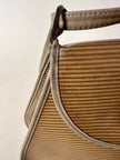 Borsa Yves Saint Laurent in tessuto plastificato millerighe color cammello con riporti in pelle argilla