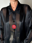 Camicia vintage Marina Rinaldi in chiffon di seta dèvorè a righe verticali