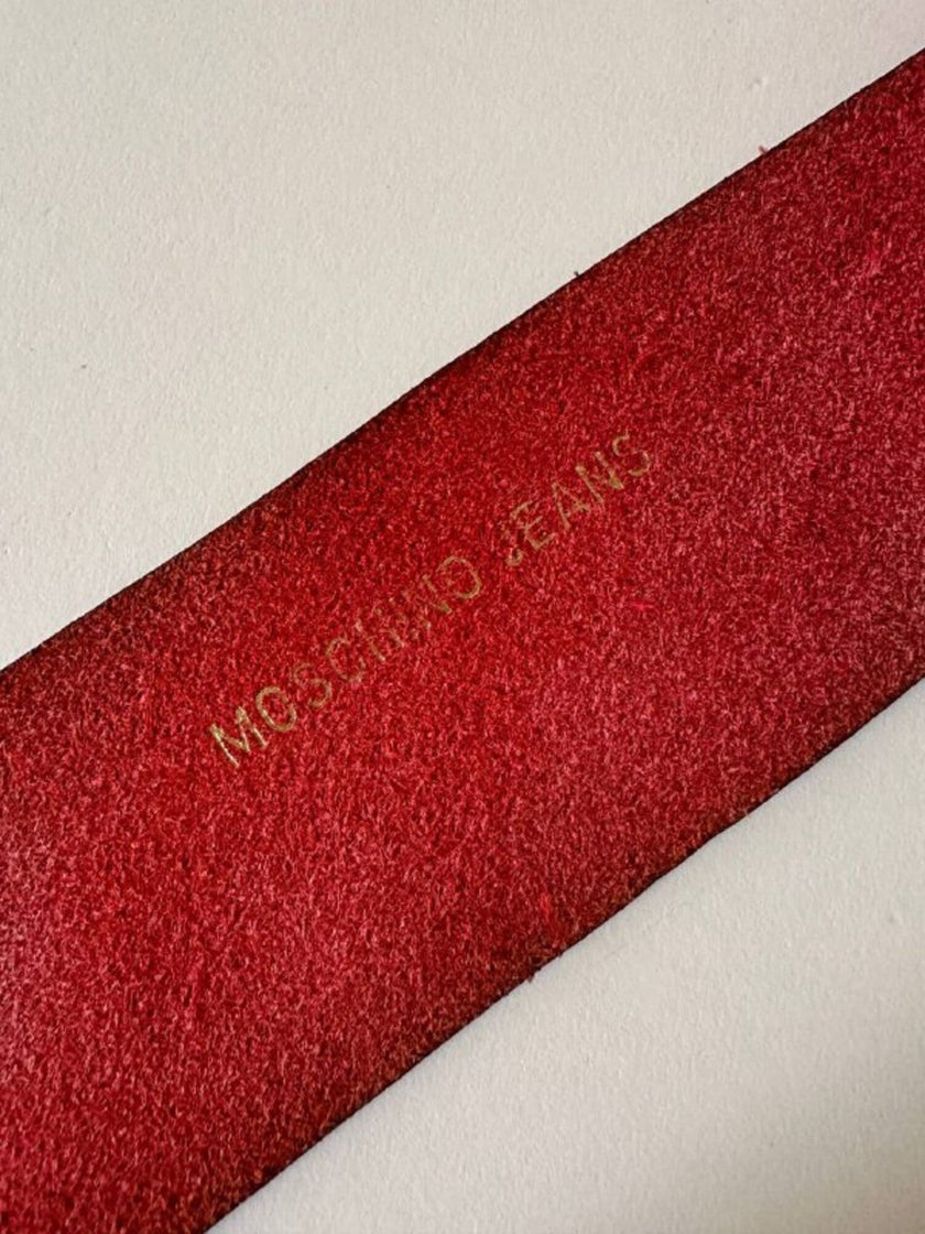 Cintura in pelle rossa I love ? “Moschino Jeans”