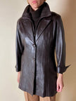 Dunkelbraune Vintage-Lederjacke mit integrierter Weste